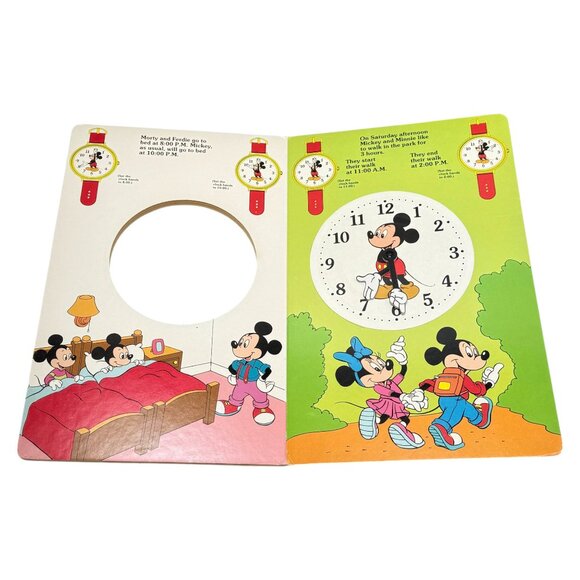 Walt Disneys Mickey Mouse Clock Working Hands Board Book Vintage 1988 - Picture 3 of 10